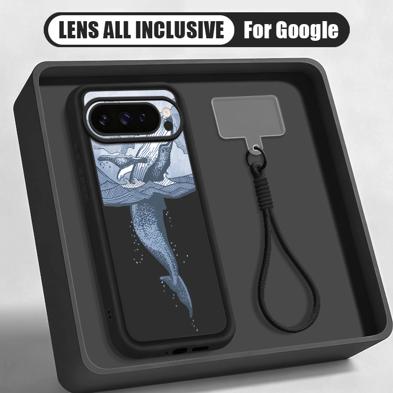 Phone Cases Google Pixel 9 - Humpback Whale Print Wrist Strap Lanyard