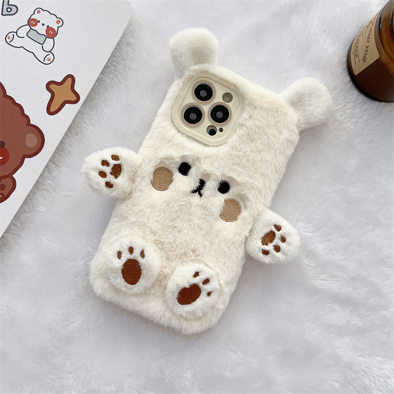 Korean 3D Cartoon Bear Fluffy  - Phone Cases Iphone 13 评论和价格