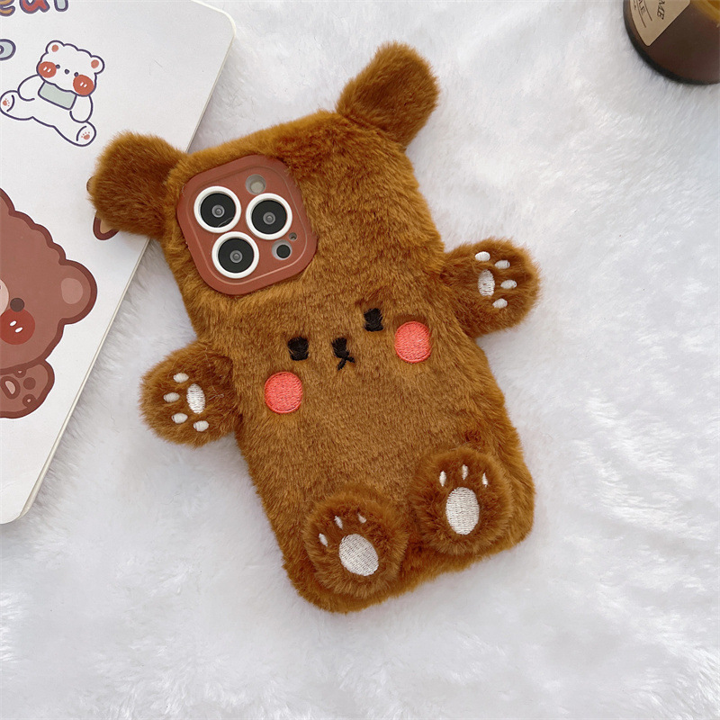 Korean 3D Cartoon Bear Fluffy  - Phone Cases Iphone 13 评论和价格