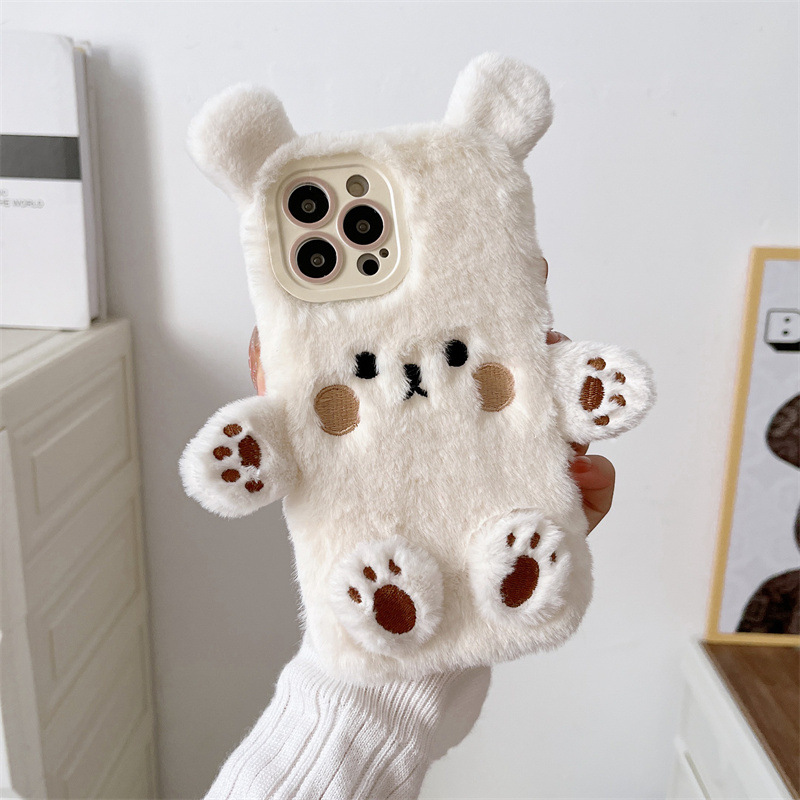 Korean 3D Cartoon Bear Fluffy  - Phone Cases Iphone 13 评论和价格