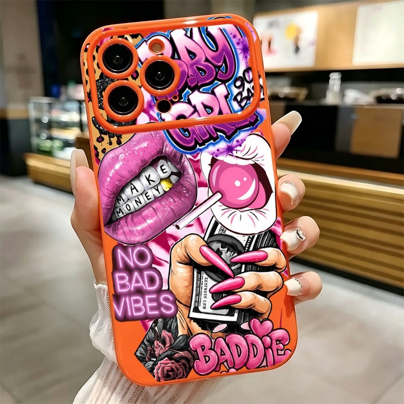Hip Hop Pink Lips Baby Girl Gr - Phone Cases Durable 评论和价格