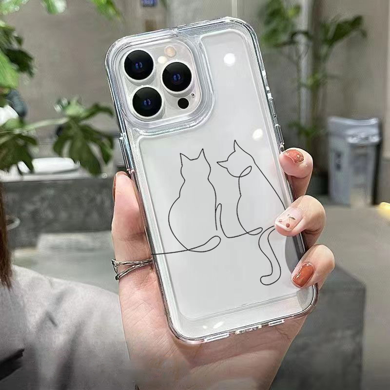 Cute Line Cat Anti-drop Phone  - Phone Cases Xiaomi 15 评论和价格