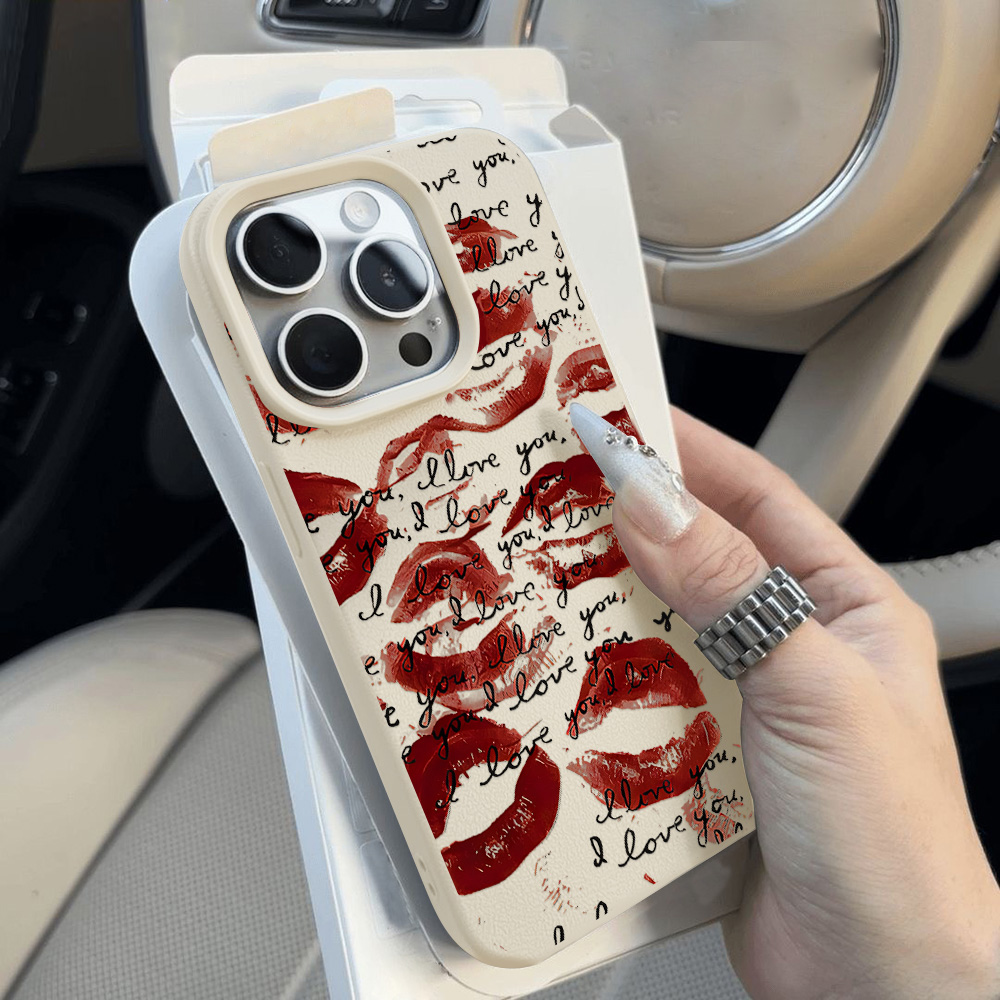 Bright Red Lips Leather Phone  - Phone Cases Durable 评论和价格